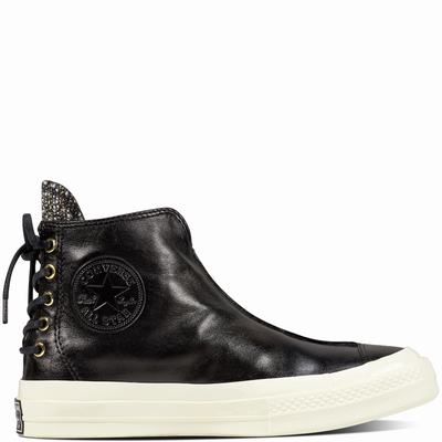 Converse Chuck Taylor All Star '70 Leather And Shimmer Punk Boot High Tops Womens - Black/Black Shoes (880JHSQX)